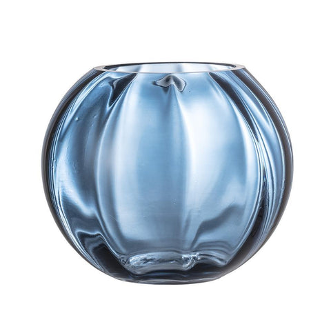 BLUE RIDGED GLASS VASE