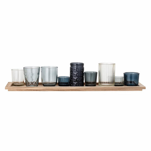 SANGA TRAY 10 PIECE BLUE GLASS VOTIVE SET