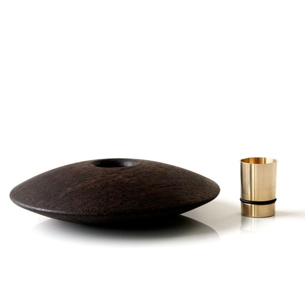 UFO CANDLE HOLDER - WENGE + BRASS